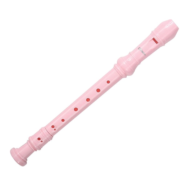 Grabadora soprano de alemán con varilla de limpieza y bolsa Flauta larga Juguetes musicales para niños, Instrumento musical, para adultos Niños , Rosa 8 hoyos