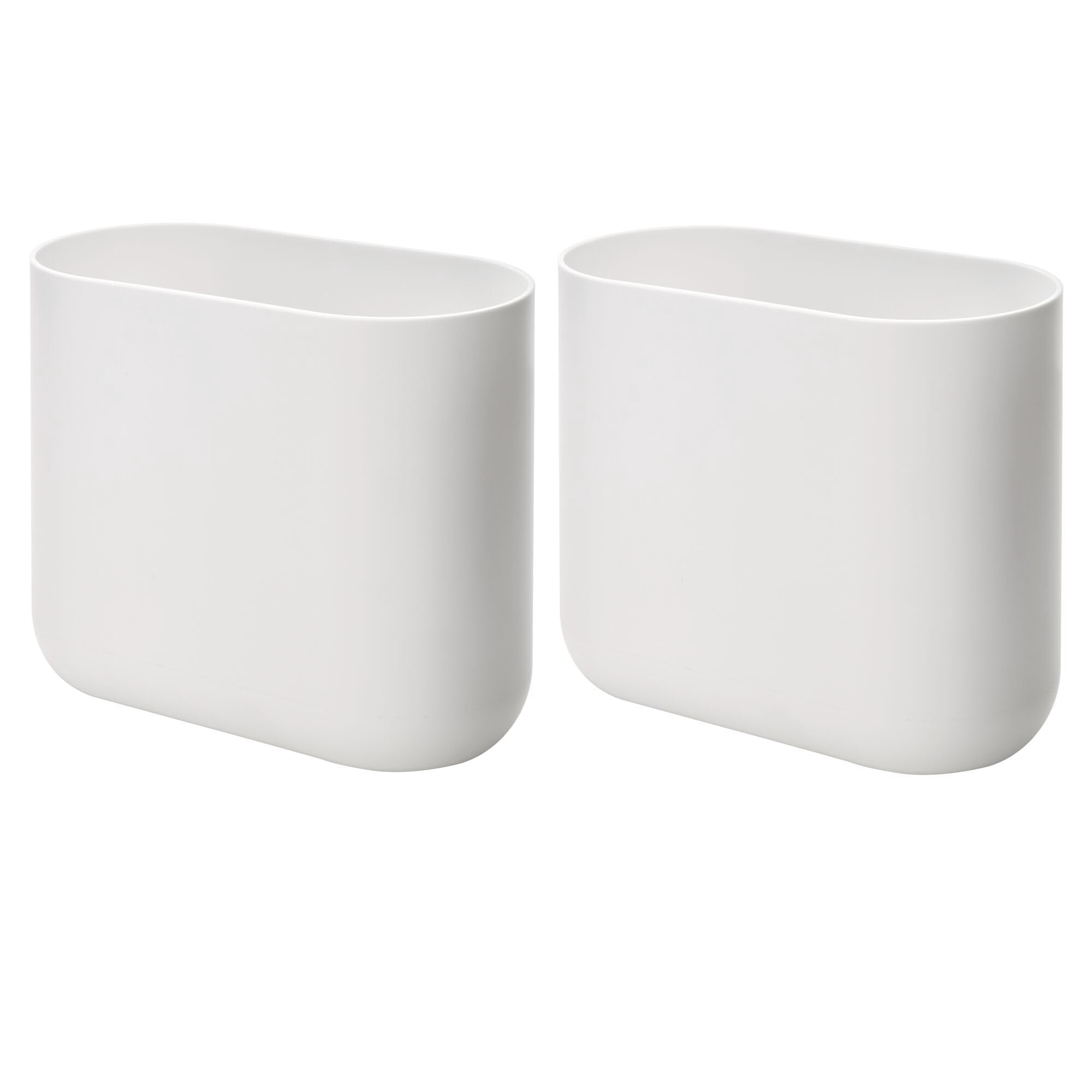 Botes De Basura Idesign Cade Ovalados De Plástico Para Baño, Paquete De 2, Blancos