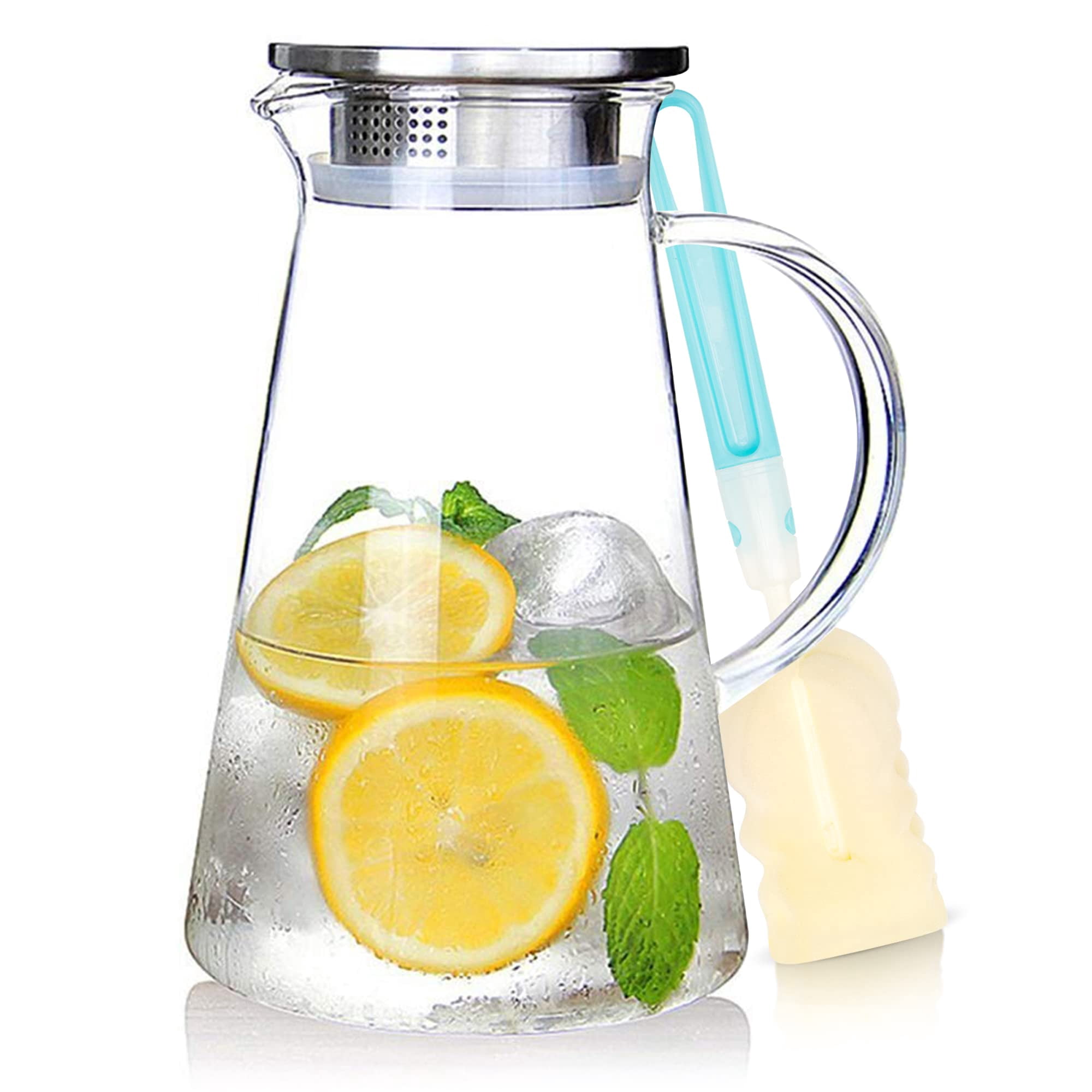 Jarra De Vidrio Susteas 2.0l Con Tapa De Borosilicato Resistente Al Calor