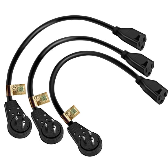 Cable de extensión Nekteck, enchufe plano giratorio de 360°, 30 cm, 14 AWG