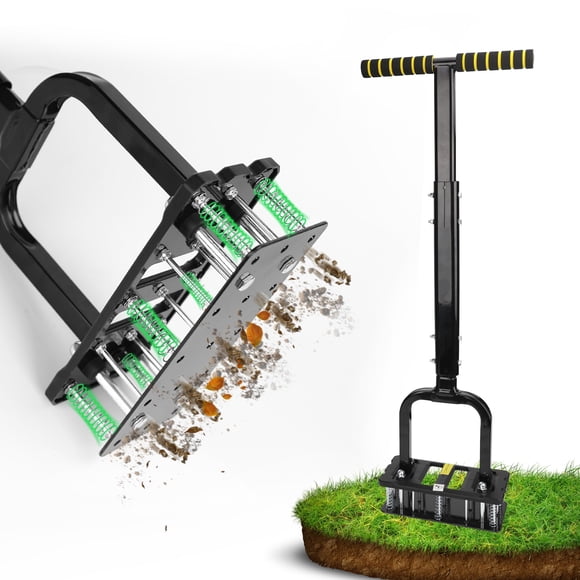 Aireador de césped manual RIFPOD de 15 púas de hierro ajustable