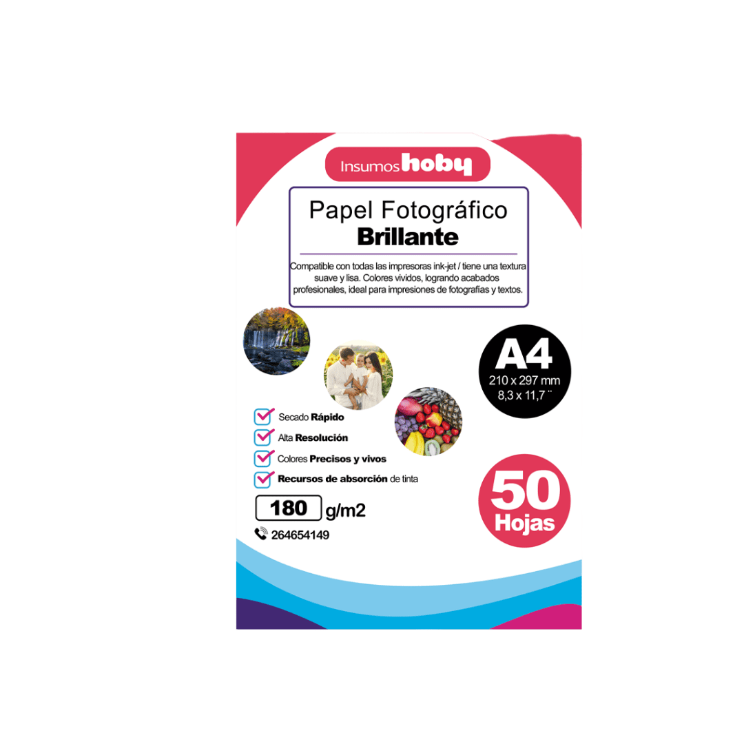 Hoby - Papel Fotográfico Glossy 180 Gr / A4 – 50 Hojas