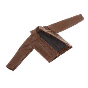 Magideal - 1/12 Soldado Femenino Abrigo De Cuero Sintético Disfraz De Soldado En Miniatura Muñecas Accesorio De Vestir Mini Abrigo De Cuero Disfraz Para Figuras Café
