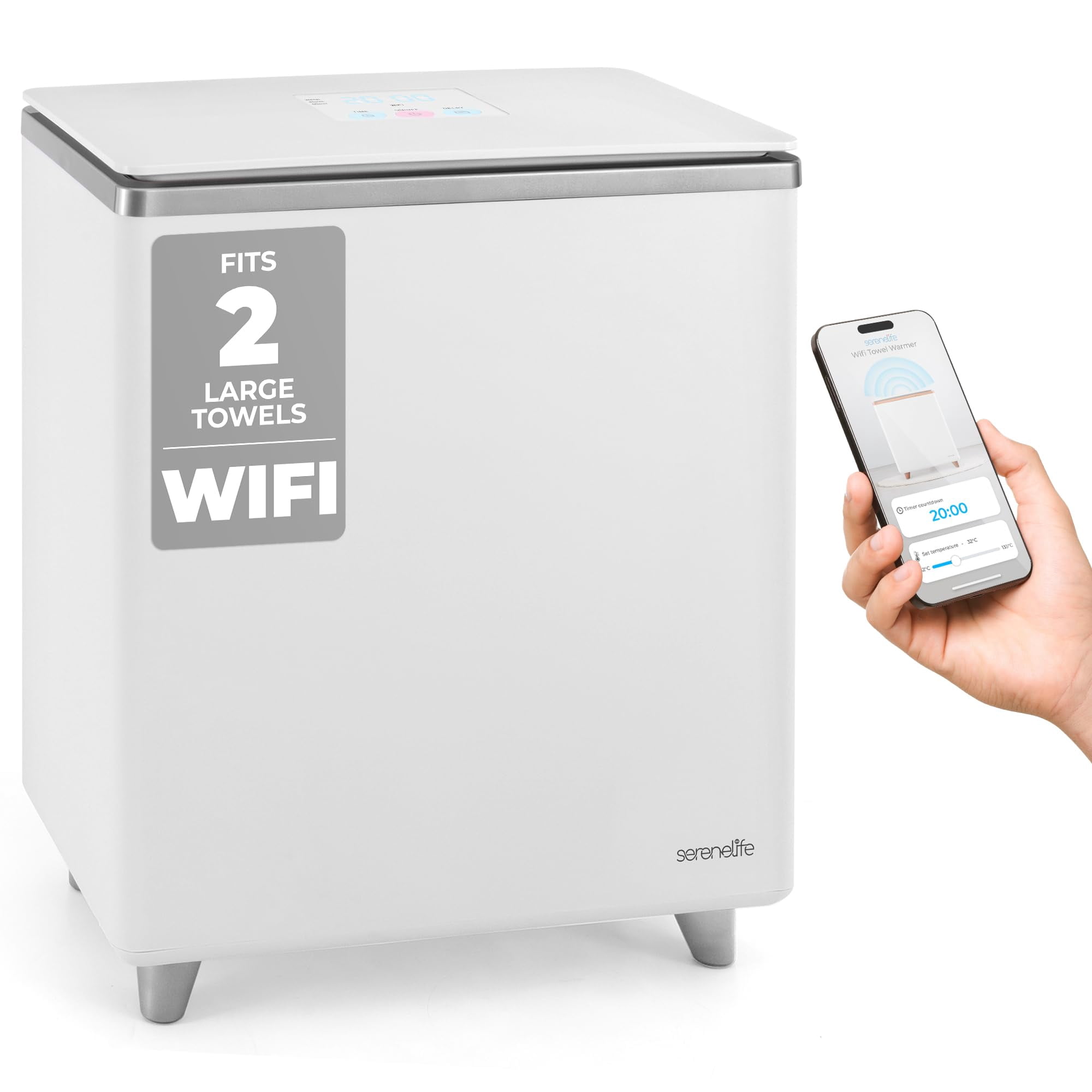 Calentador De Toallas Serenelife Wifi De Lujo Rectangular Plateado