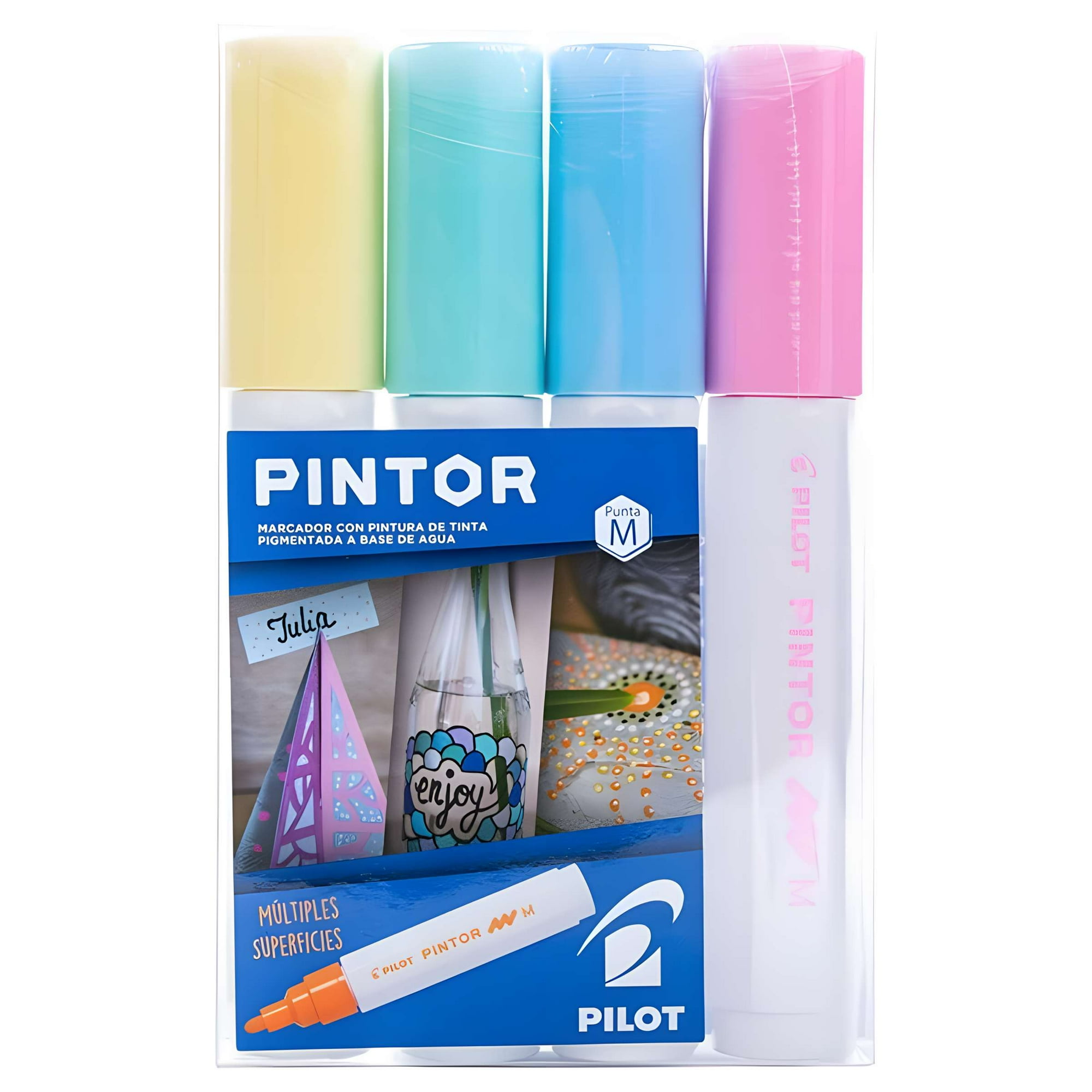Pilot - Set Marcador Pintor Medio 4un Amarillo Pastel, Verde Pastel, Azul Paste