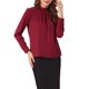 thumbnail image 4 of INSPIRE CHIC Blusa de Chifón con Cuello Alto para Otoño e Invierno para Mujer, Camisa de Manga Larga Casual de Negocios L Rojo Oscuro, 4 of 6
