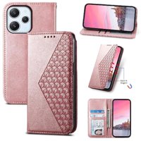 Funda Flip Foxdock Para Xiaomi Redmi 12 , Estilo Billetera Con Diseño Rombo, Correa De Mano Y Soporte, Uso Diario