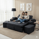 thumbnail image 2 of Sofá Cama Elite 2 Plazas Negro Lino Tokio con Baúles y Puffs, 2 of 5