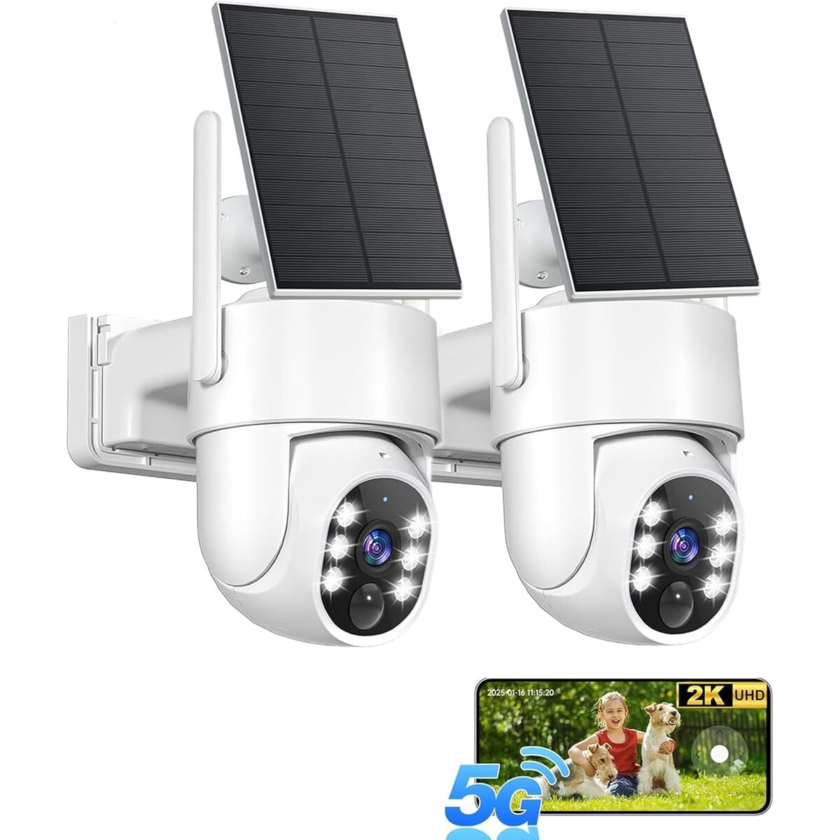 Cámara Seguridad Exterior Gianteye 2k Inalámbrica Solar 5g