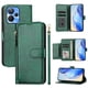 thumbnail image 1 of Funda tipo cartera para Realme 10 5G con bolsillo con cremallera, tarjetero, soporte, correa para la muñeca y tapa de cuero verde, 1 of 5