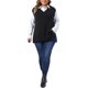 thumbnail image 2 of Agnes Orinda Chaleco de Punto sin Mangas con Cuello en V para Mujer de Talla Grande, Abertura Lateral, Casual, 4X Negro, 2 of 6