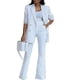 thumbnail image 1 of Traje de 2 piezas para mujer, color liso, pantalones anchos, cuello vuelto, pantalón largo de 2 piezas, traje para mujer, 1 of 6