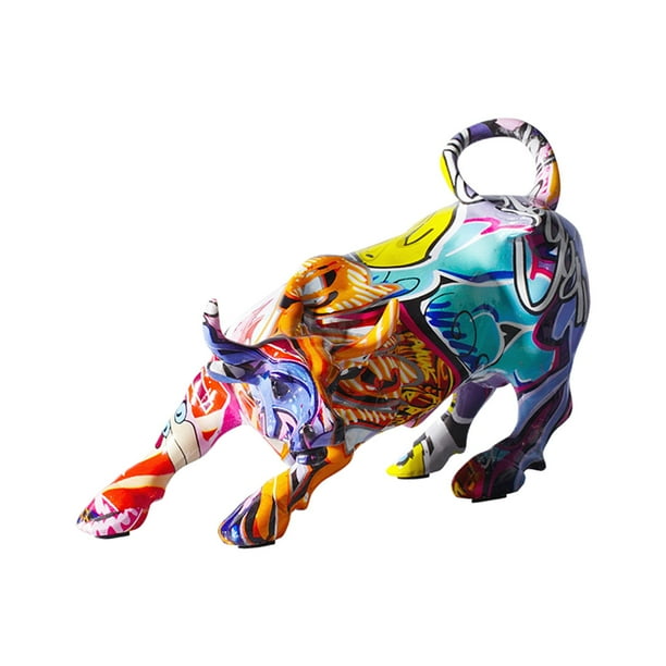 Estatua de toro, adorno de mesa, estatua moderna, artesanía artística, escultura de animal, figura decorativa de búfalo para estantería, escritorio, Estilo B