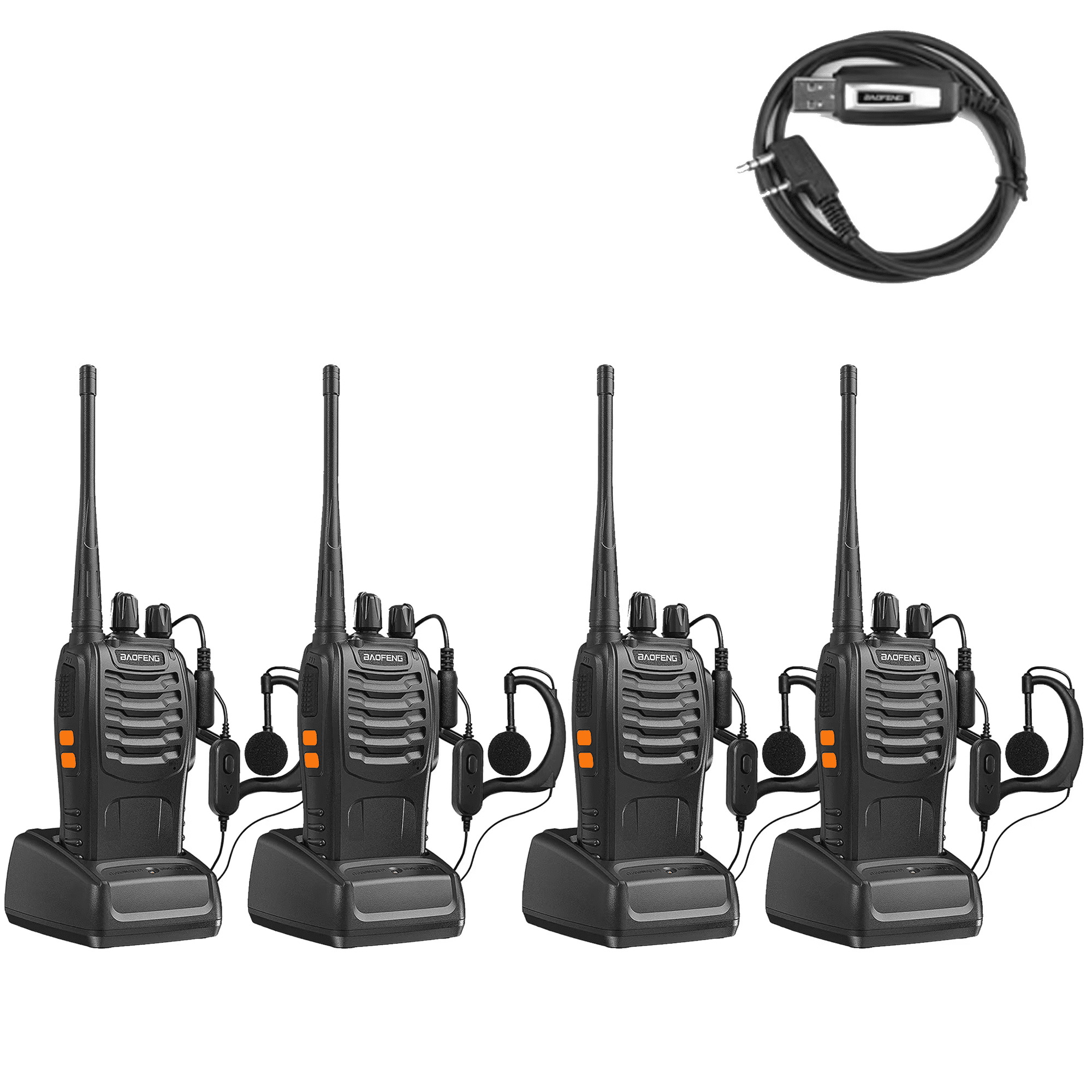 Baofeng Bf-888s Radio Analógica 4 Unidades 5w 400-470mhz Walkie Talkie Negro