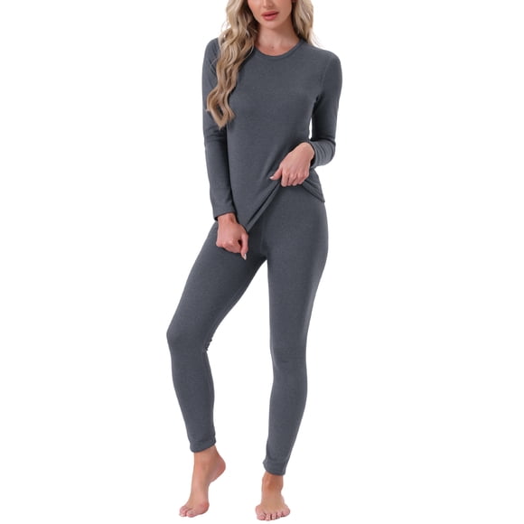 INSPIRE CHIC Conjuntos de Ropa Interior Térmica para Mujeres, Camiseta de Manga Larga Ultraligera y Suave, Conjunto de Leggings, Capa Base, Ropa Térmica de Invierno, Long Johns, L Gris Oscuro