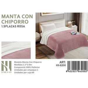Mundo Shopping - Manta Frasada Con Chiporro Liso Plaza Y Media Rosa