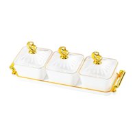 Bothyi - Plato Para Servir Dividido, Plato Para Servir Bocadillos De Frutas Secas Para Bodas, Frutas Secas, Blanco, 3 Rejillas