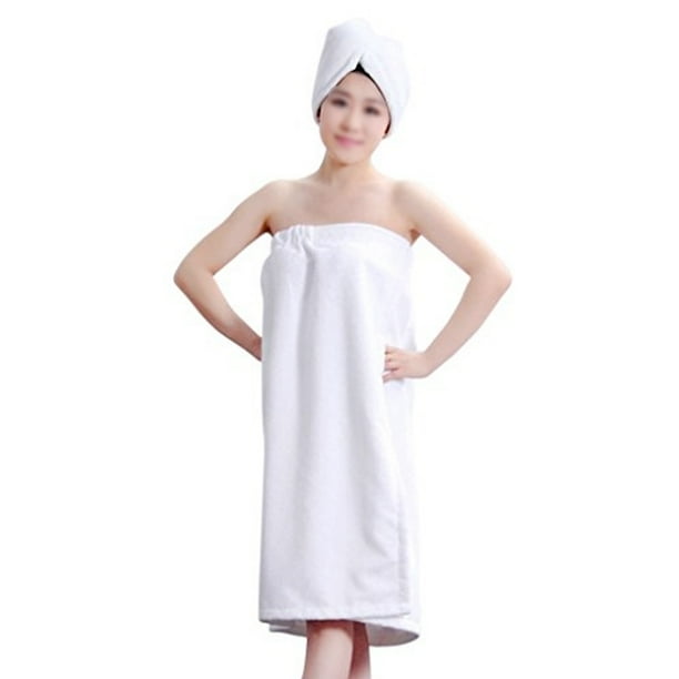 Conjunto de bata de spa para mujer, toalla de baño de microfibra suave, acogedora y absorbente con gorro turbante para secar el cabello.