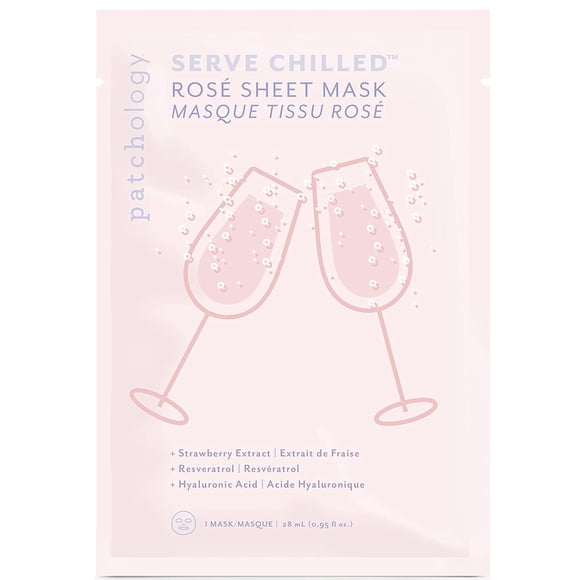 Mascarilla facial Patchology Serve, rosado frío con ácido hialurónico