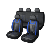 Importclick - Set Fundas Cuero Cubre Asientos Automóvil Completo Deluxe Azul