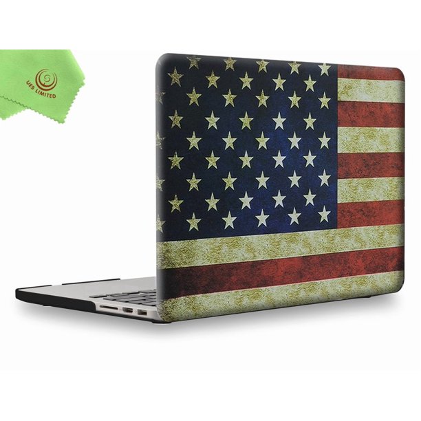 Funda para MacBook UESWILL 15" A1398 con diseño de bandera de EE. UU. – carcasa rígida