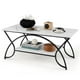 thumbnail image 1 of Mesa de café COSTWAY moderna de mármol sintético de 2 niveles con almacenamiento, 1 of 3