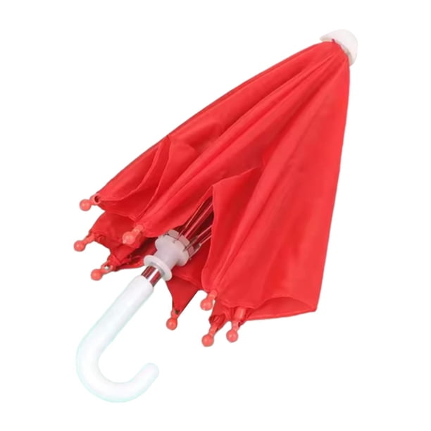 Paraguas en miniatura para casa de muñecas, bonito adorno de sombrilla, juguete para niños, accesorio decorativo colgante para muñecas de 18 pulgadas. rojo