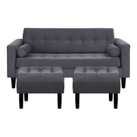 Bodevir - Sofa Retro 3C + 2 Pouf Felpa 00 Gris