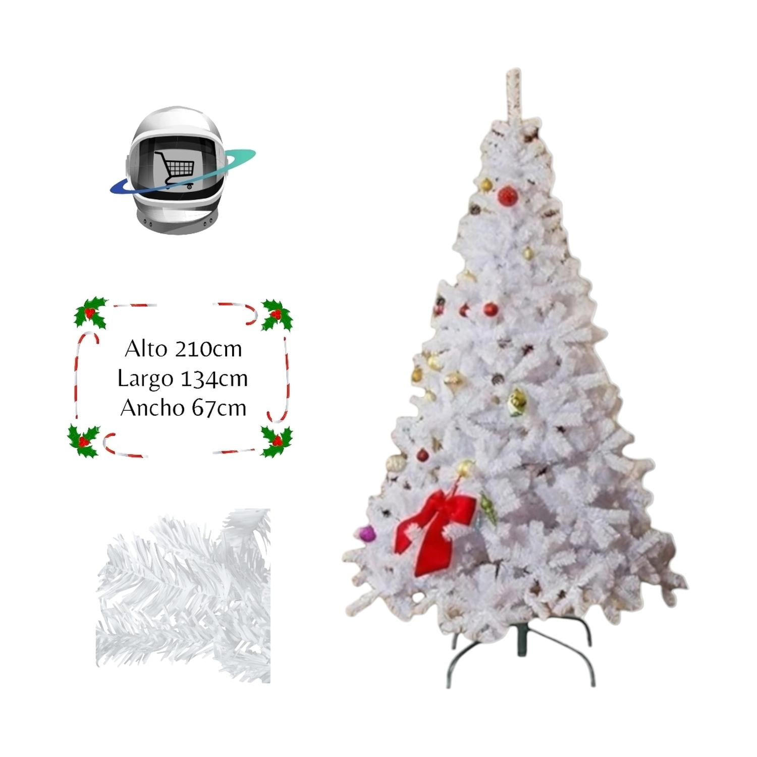 Bigbamspace - Arbol De Navidad 210cm Blanco Ramas Tradicional Blanco