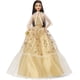 thumbnail image 5 of Vestido dorado de pelo negro para muñeca navideña Barbie Signature 2023, 5 of 6