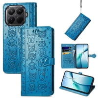 Funda Cartera Foxdock Para Xiaomi 15T Pro , Flip Pu Con Relieve De Gatos Y Perros, Tarjetero Y Soporte