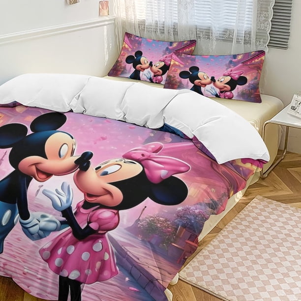 Minnie MouseCartoon Collection 3-Piece Comforter Set, Personalized Bedding Decor for Kids And Teens Bed Sheets