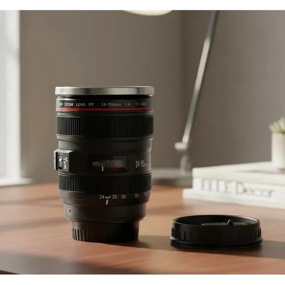 Tazon Mug Lente Camara Canon Ef 24-105mm Con Tapa Hermetica