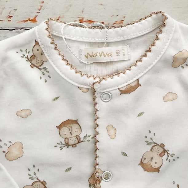 Enterito Buho Beige Algodón Pima - Talla 1/3 MESES