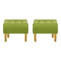 Bodevir - Set Pouf Wood 1C Felpa 01 Pistacho