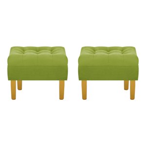 Bodevir - Set Pouf Wood 1C Felpa 01 Pistacho
