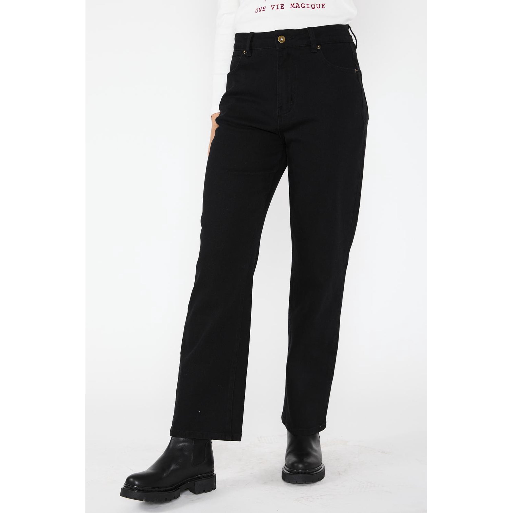 Eclipse - Jeans Straight Elasticado Sofía Negro Negro 38