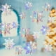 thumbnail image 2 of Decoraciones de copos de nieve de invierno de Navidad, 30PCS láser iridescente copos de nieve colgando decoraciones en 3 tamaños para Navidad, 2 of 3