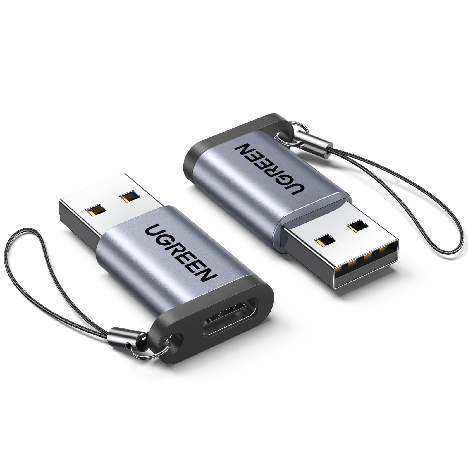 Adaptador Ugreen Usb C Hembra A Usb Macho De 10 Gbps, Paquete De 2, Gris