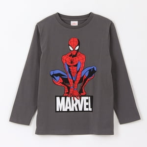 Polera Manga Larga Niño Spiderman Pose Gris Marvel