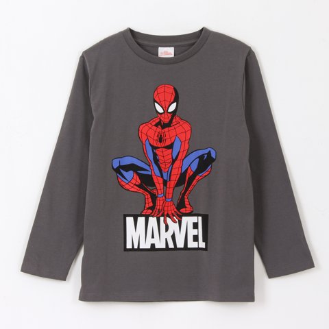Polera Manga Larga Niño Spiderman Pose Gris Marvel