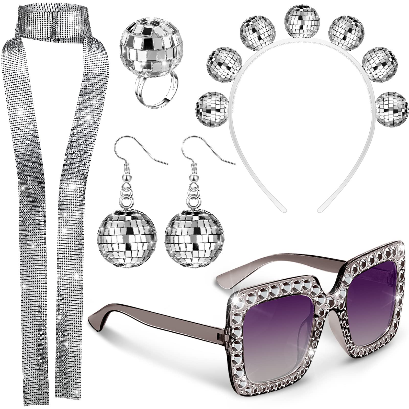 Set De Accesorios Para Disfraz De Discoteca Tudomro 1970 Para Mujer (5 Unidades)