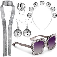 Set De Accesorios Para Disfraz De Discoteca Tudomro 1970 Para Mujer (5 Unidades)