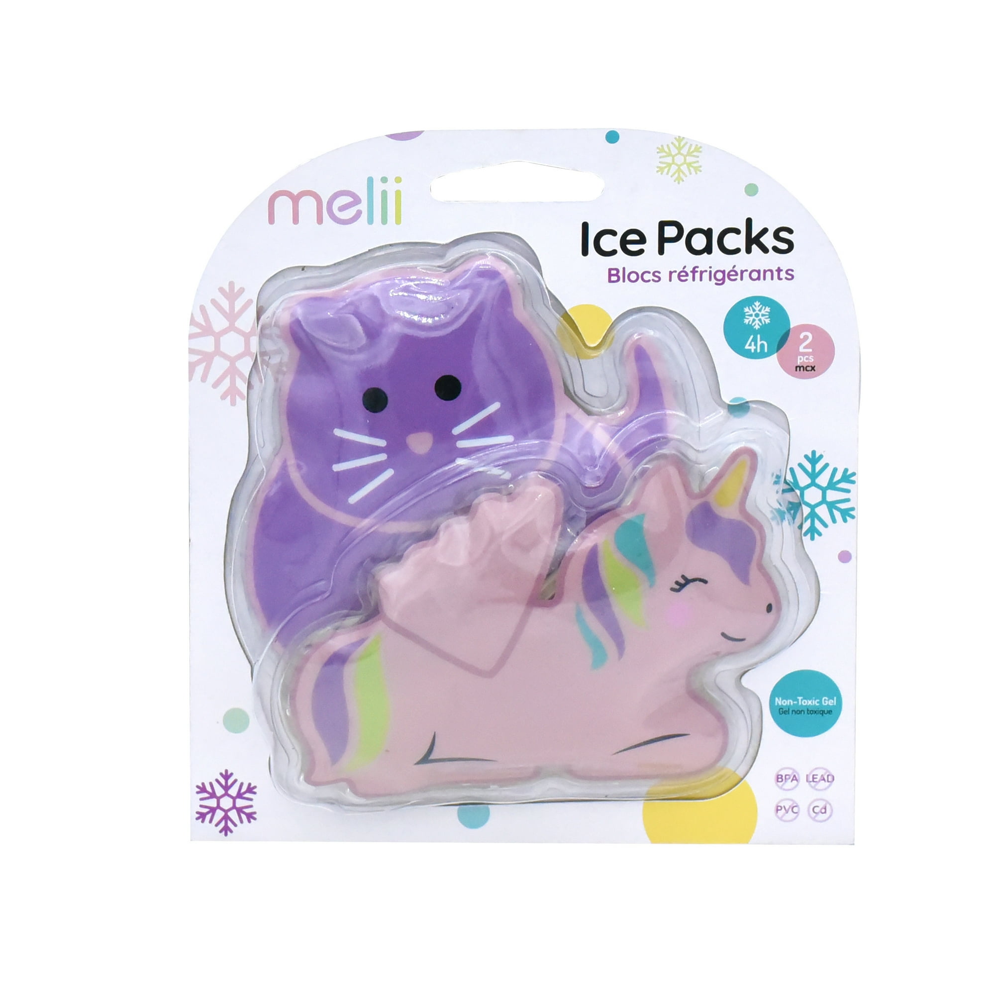 Melii - Pack De 2 Gel Fríos Gato-unicornio