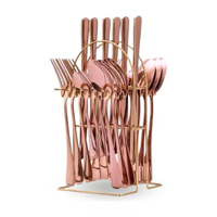 Genérico - Set 24 Piezas Cubiertos Cuchilleria Acero Inoxidable Color Cobre