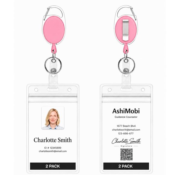 Porta credenciales AshiMobi pack de 2, retráctil, 61 cm
