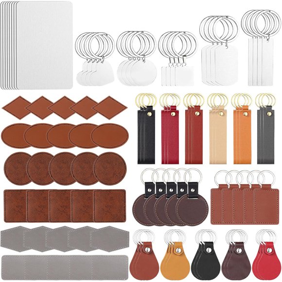 Kit Tondiamo de 100 piezas: llaveros y etiquetas grabables con láser de cuero y acero