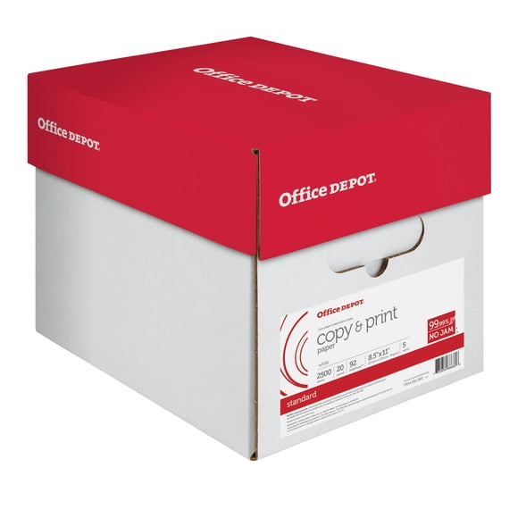 Papel para copiar Office Depot, 20 libras, 75 g/m², A4, 500 hojas x 5