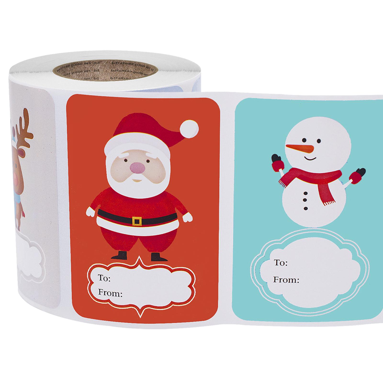 Magideal - 250 Rollos De Pegatinas Navideñas, Pegatinas Temáticas Navideñas De Dibujos Animados, Lindas Calcomanías Decorativas De Muñeco De Nieve De Papá Noel P