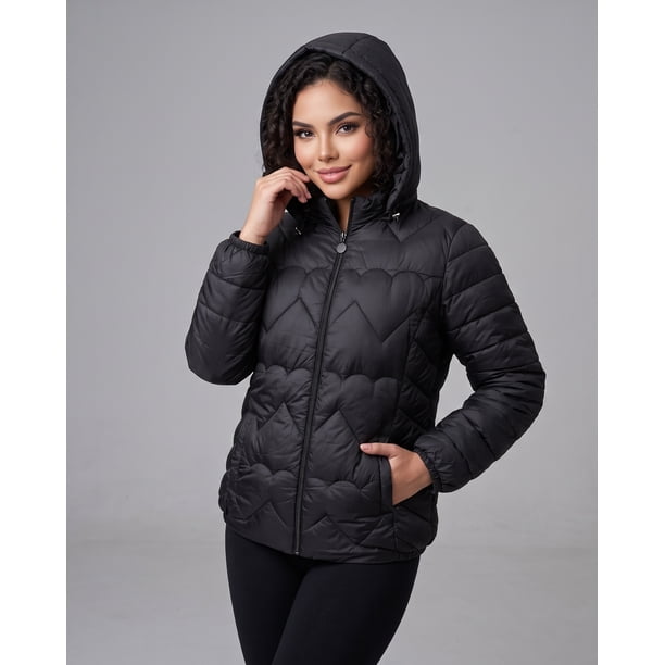 Parka Térmica Para Mujer Acolchada Impermeable Con Capucha